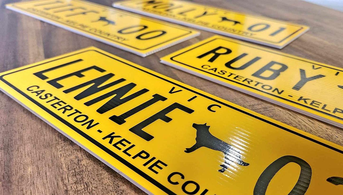 Custom Kelpie Licence Plate Corflute Sign