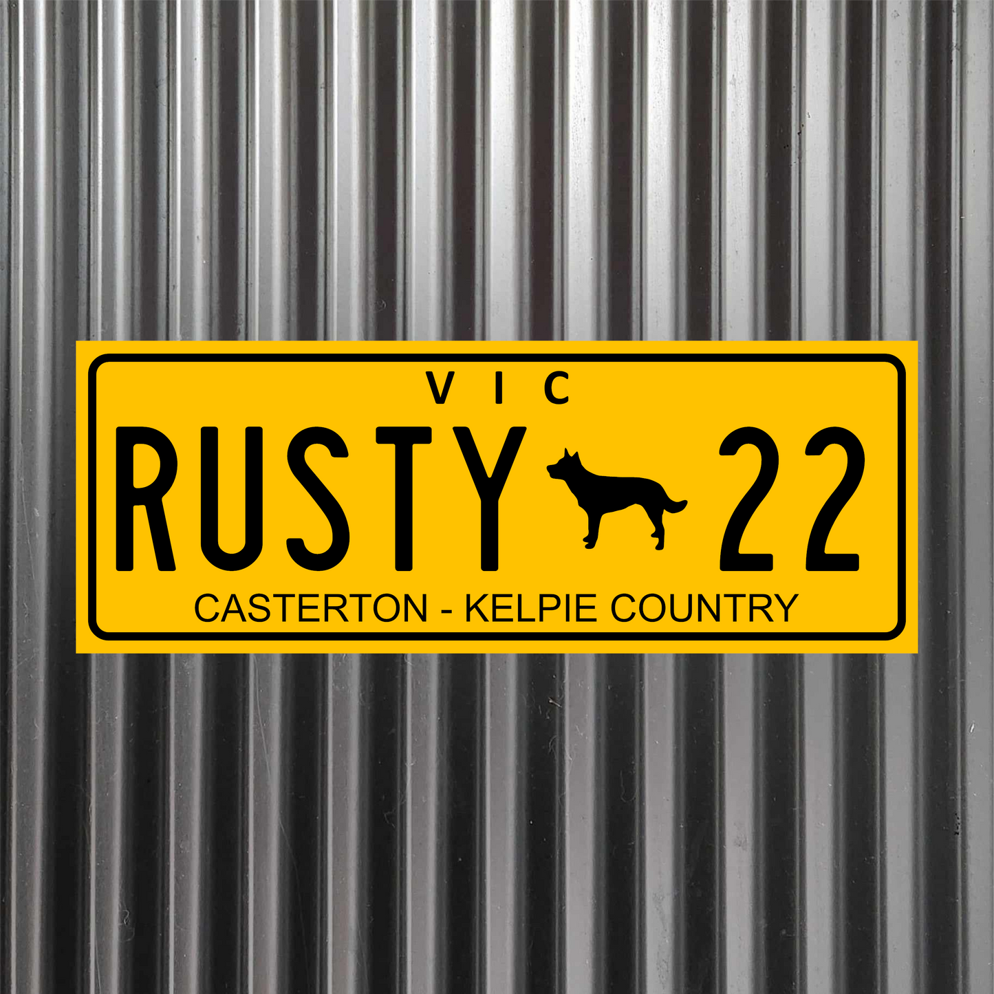 Custom Kelpie Licence Plate Corflute Sign