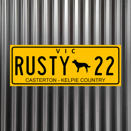 Custom Kelpie Licence Plate Corflute Sign